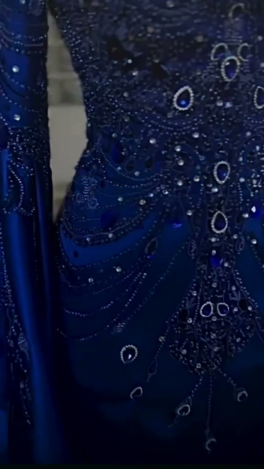 NIL 392 Royal Blue Mermaid Beaded Lace Engagement Dress - Image 5