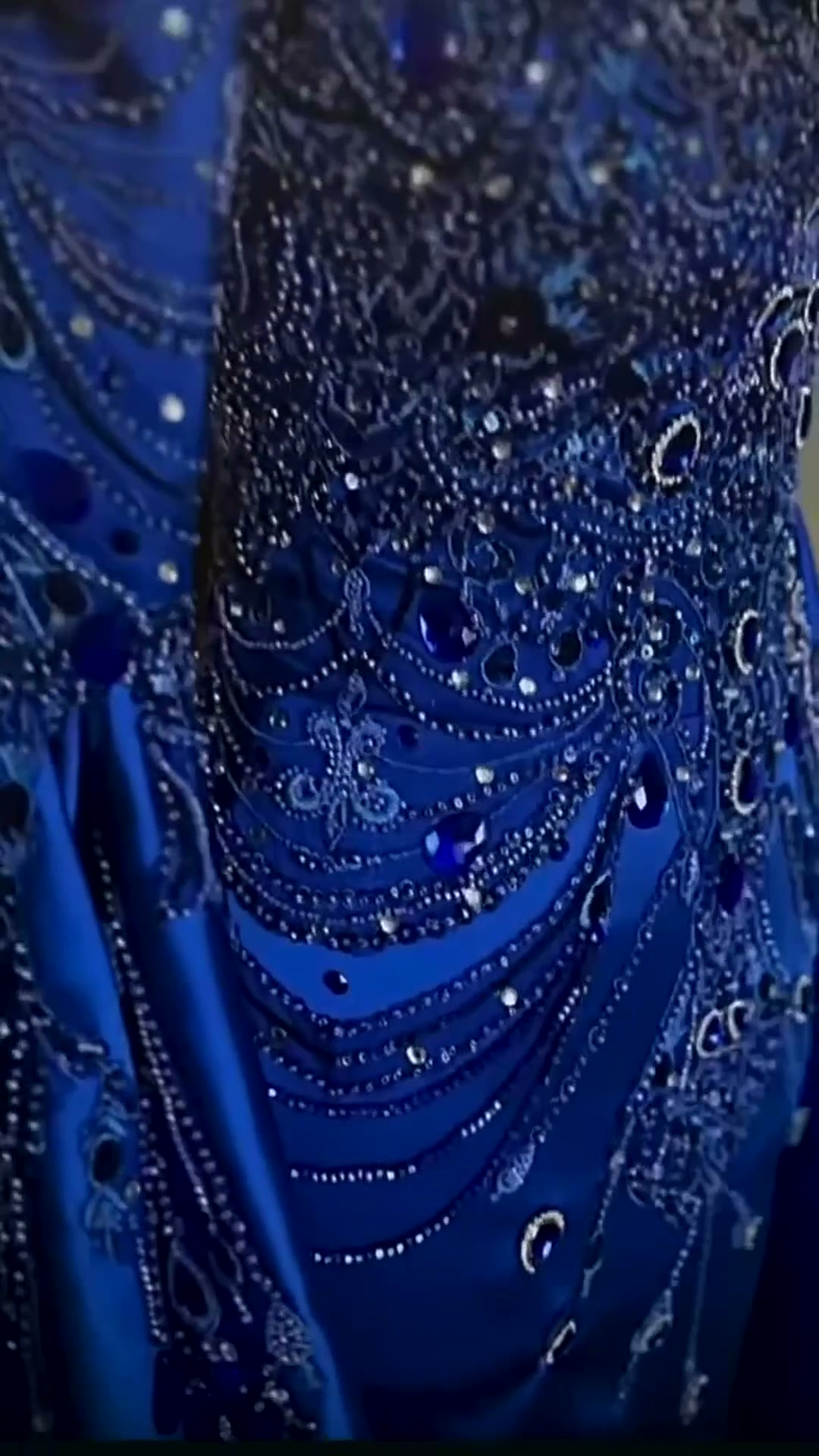 NIL 392 Royal Blue Mermaid Beaded Lace Engagement Dress - Image 6