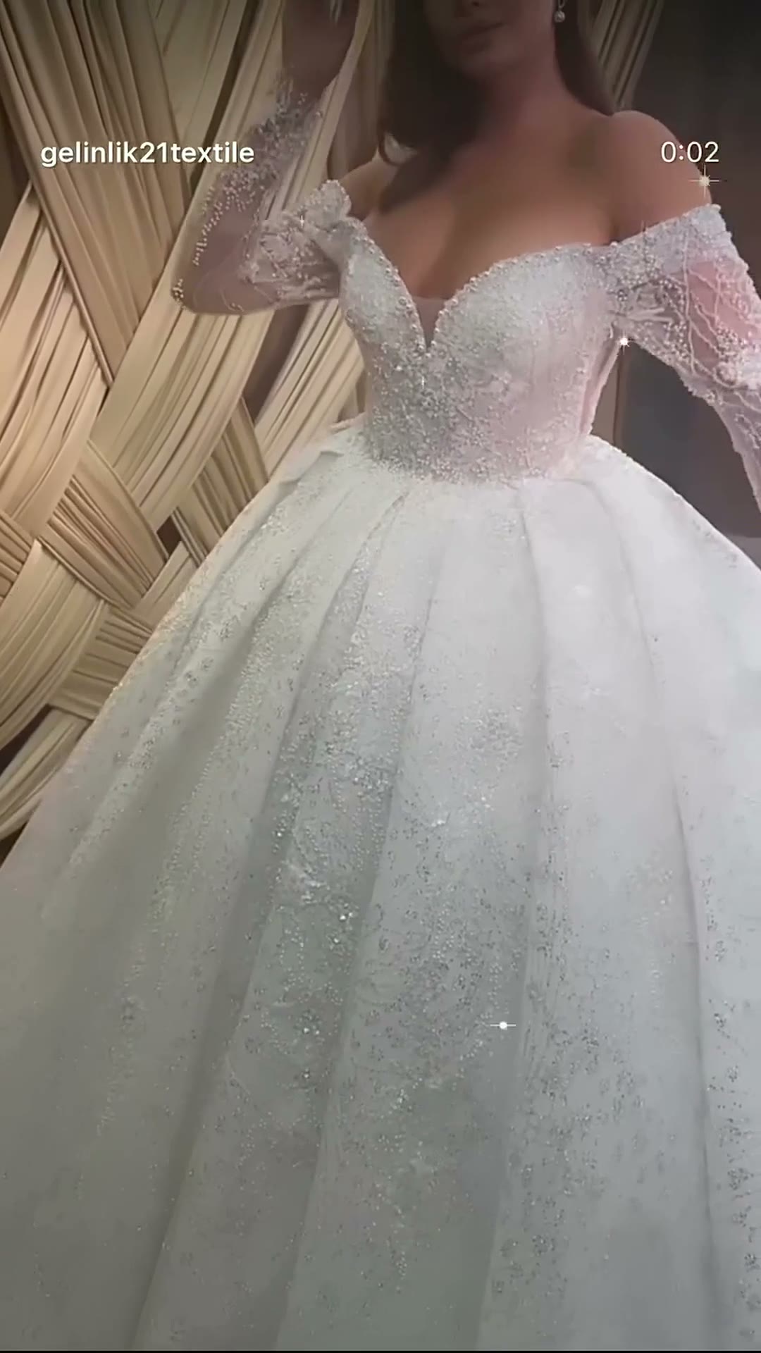 NIL 396 Ivory Ball Gown Crystal Beaded Tulle Wedding Dress - Image 5