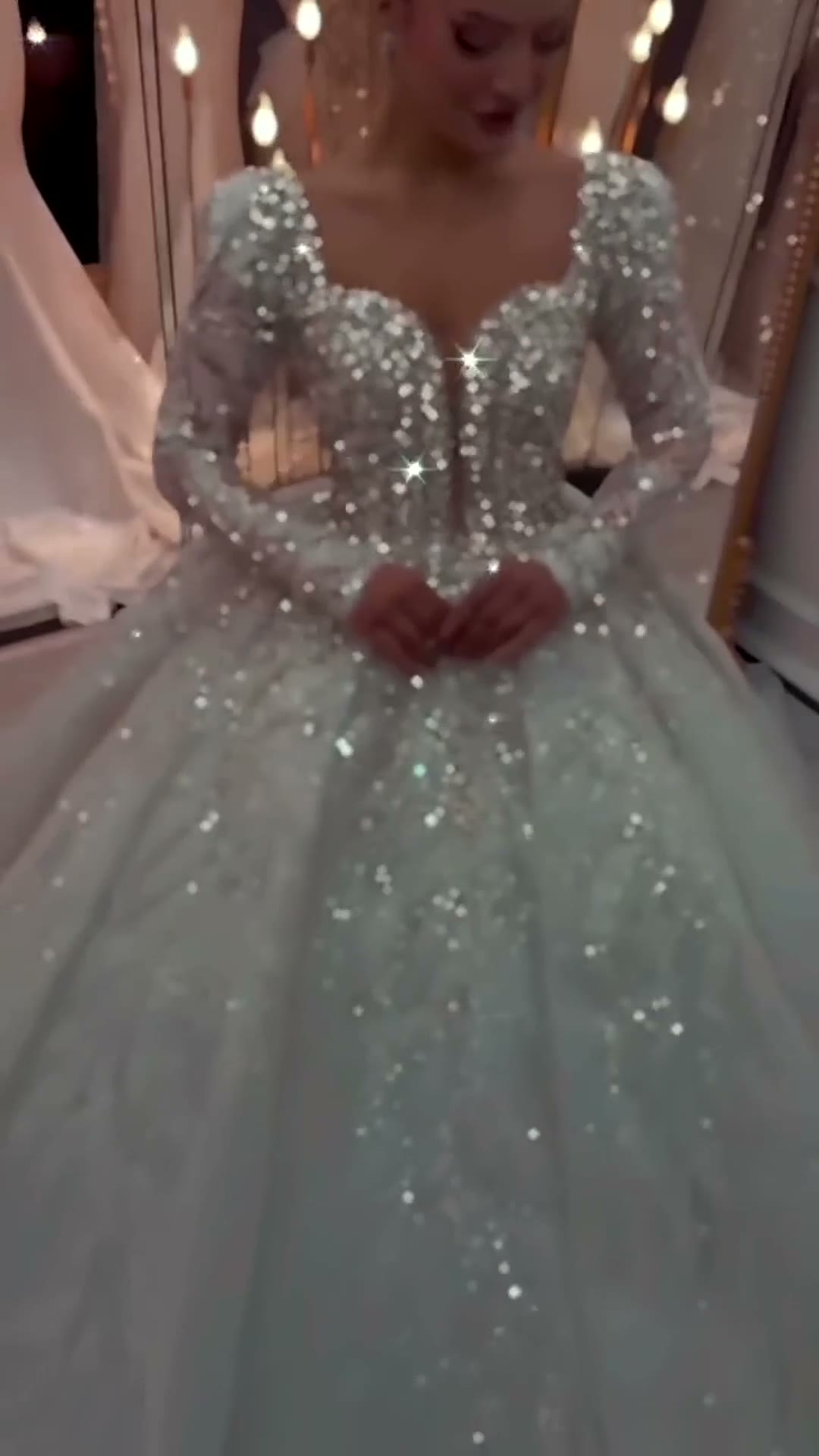 NIL 397 Ivory Ball Gown Crystal Beaded Tulle Wedding Dress - Image 1