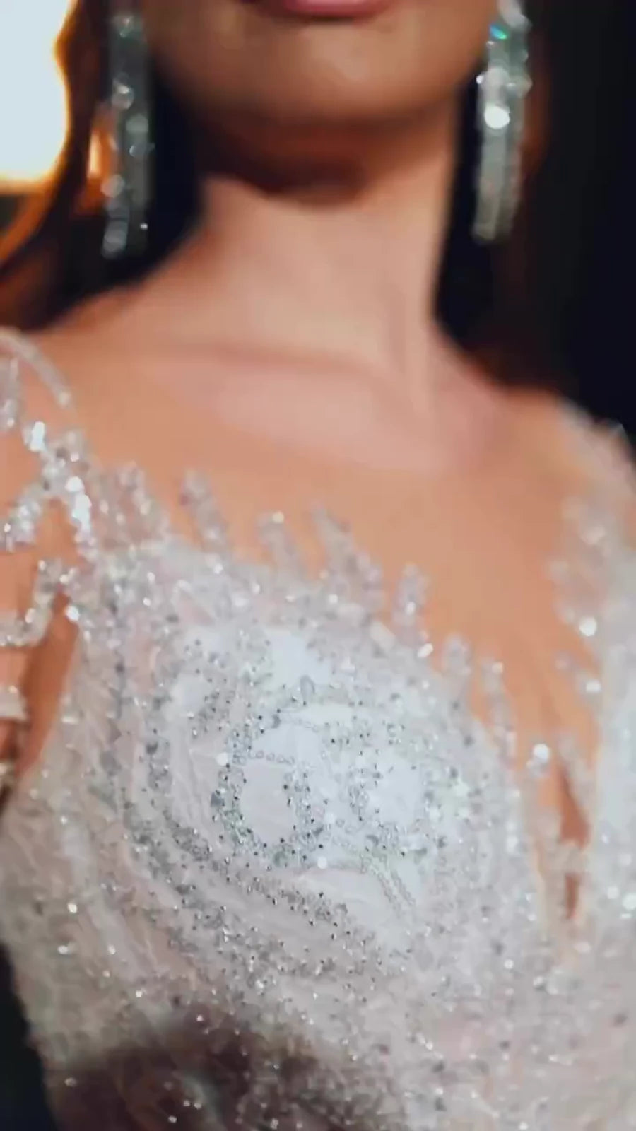 NIL Champagne princess lace wedding dress with sweetheart neckline, cathedral train, cathedral train detail, P046 image 5