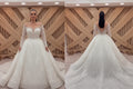 NIL Light Cream princess lace wedding dress with sweetheart neckline, cathedral train, front full view, P111 image 1