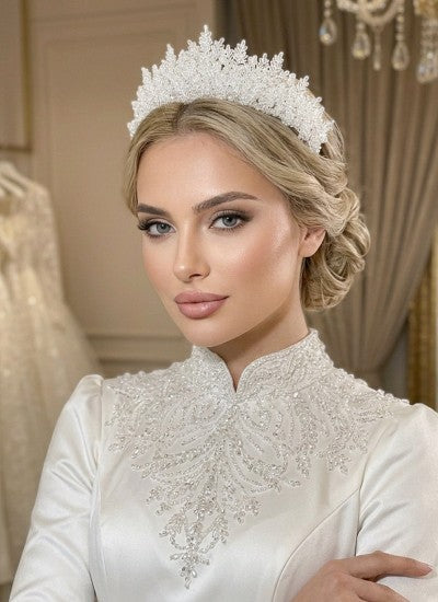ADALIZITA-BONGETA | Adali Zircon & Crystal Bead Bridal Crown