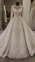 INS-007 Ivory Ball Gown Long Sleeve Wedding Dress