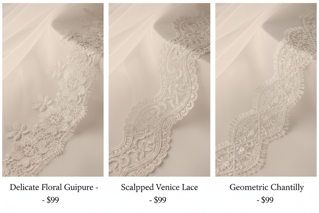 Fingertip Veil - 3 Lace Options