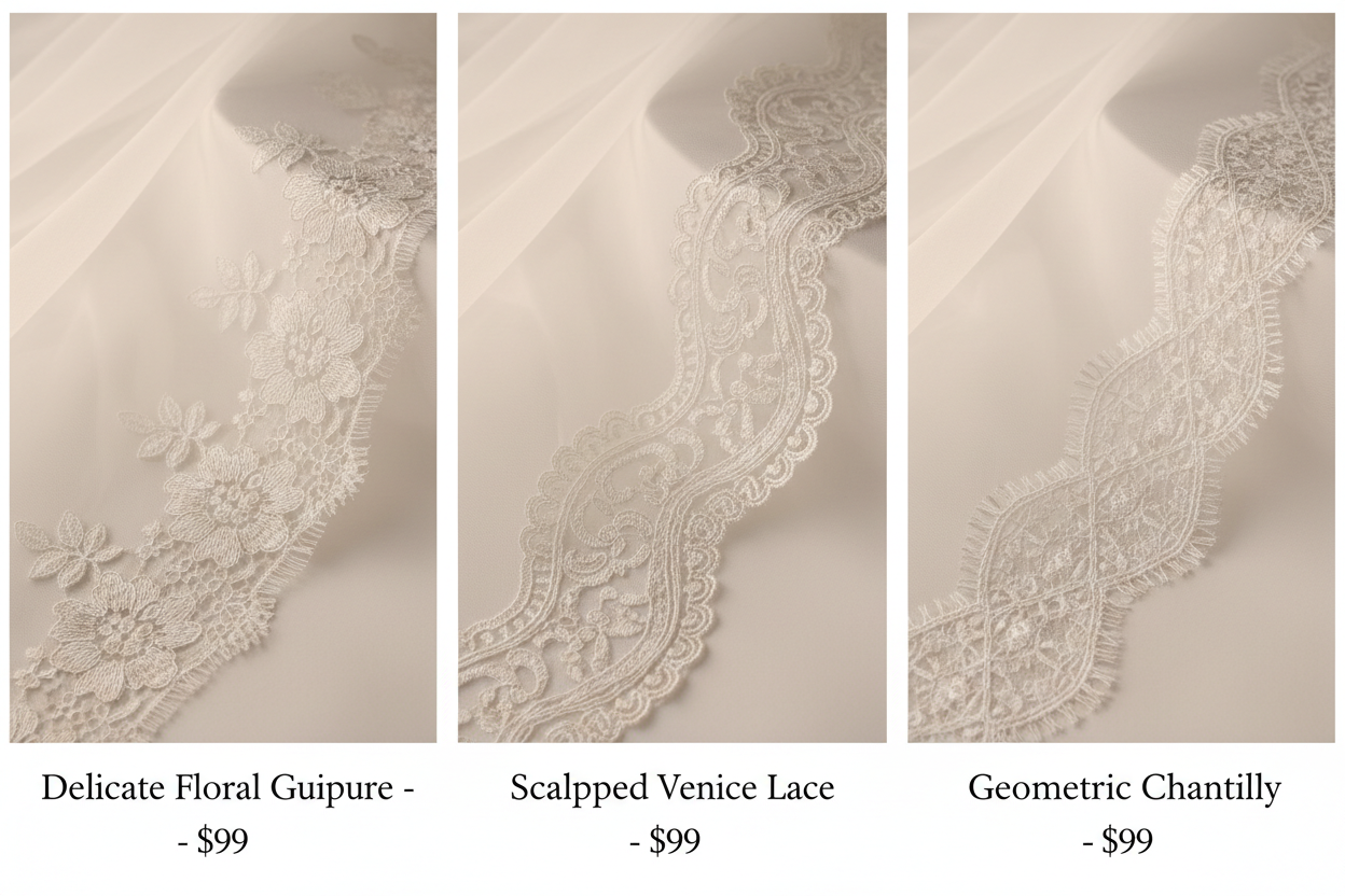 Fingertip Veil - 3 Lace Options