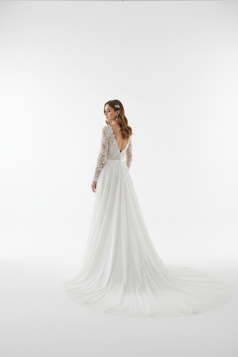 NIL-127-SOFT-IVORY-A-LINE-WEDDING-DRESS-CRYSTAL-LACE-V-NECKLINE-OFF-SHOULDER-CRYSTAL-BEADING-NATURAL-WAIST-CHAPEL-TRAIN-ROMANTIC-COUTURE--GULF-SEMI-COVERED-FRONT-VIEW