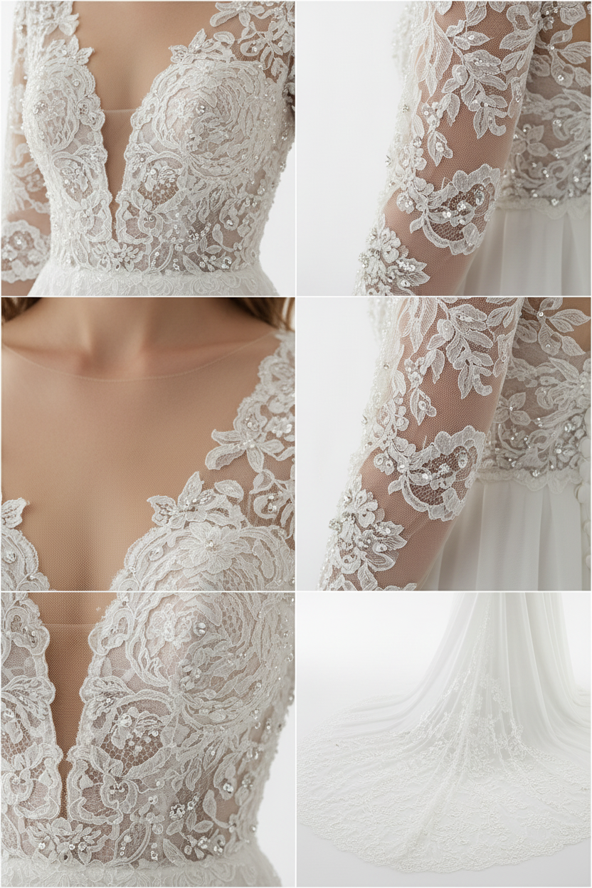 NIL-132-SOFT-IVORY-A-LINE-WEDDING-DRESS-CRYSTAL-LACE-ILLUSION-NECKLINE-LONG-SLEEVE-CRYSTAL-PEARL-BEADING-NATURAL-WAIST-CHAPEL-TRAIN-MODERN-MODEST--GULF-HIJAB-FRIENDLY-FRONT-VIEW