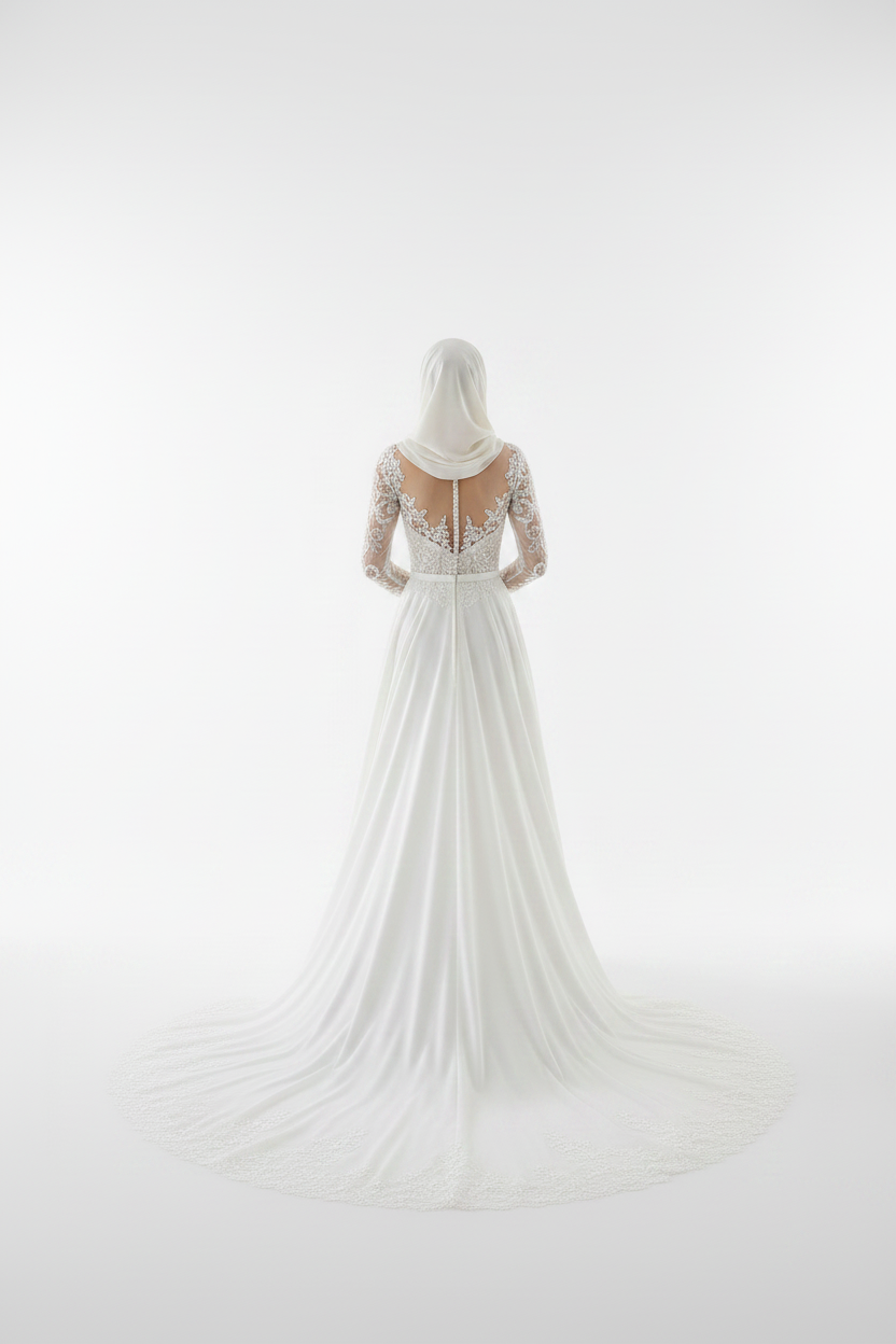 NIL-132-SOFT-IVORY-A-LINE-WEDDING-DRESS-CRYSTAL-LACE-ILLUSION-NECKLINE-LONG-SLEEVE-CRYSTAL-PEARL-BEADING-NATURAL-WAIST-CHAPEL-TRAIN-MODERN-MODEST--GULF-HIJAB-FRIENDLY-FRONT-VIEW