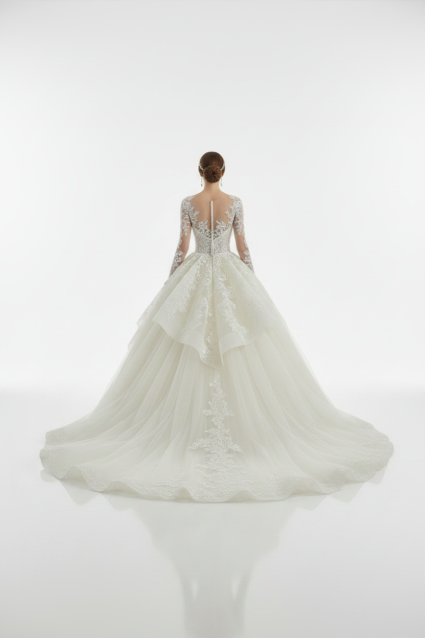 NIL-133-SOFT-IVORY-PRINCESS-BALL-GOWN-WEDDING-DRESS-SEQUIN-LACE-BATEAU-NECKLINE-LONG-SLEEVE-SEQUIN-CRYSTAL-EMBROIDERY-NATURAL-WAIST-CATHEDRAL-TRAIN-GLAMOUR-ROYAL--GULF-MODEST-FRONT-VIEW