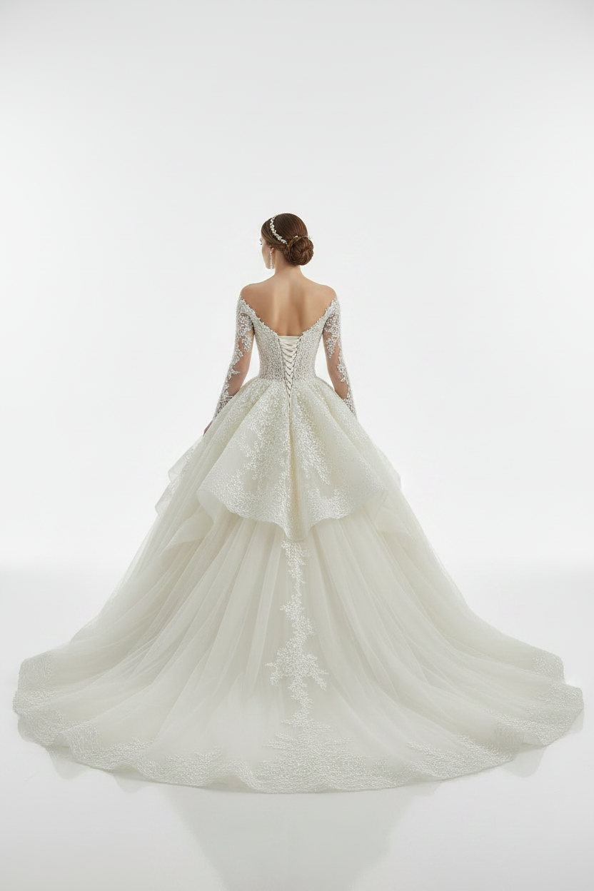 NIL-130-SOFT-IVORY-PRINCESS-BALL-GOWN-WEDDING-DRESS-BEADED-LACE-SWEETHEART-NECKLINE-OFF-SHOULDER-CRYSTAL-PEARL-BEADING-NATURAL-WAIST-CATHEDRAL-TRAIN-ROYAL-LUXURY--GULF-MODEST-FRONT-VIEW