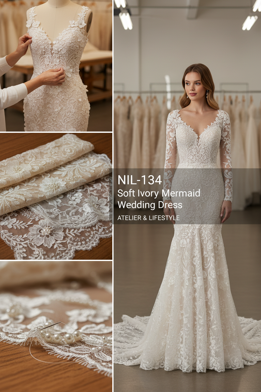 NIL-134-SOFT-IVORY-MERMAID-WEDDING-DRESS-FLORAL-LACE-SWEETHEART-NECKLINE-OFF-SHOULDER-3D-FLOWER-PEARL-BEADING-FITTED-WAIST-CHAPEL-TRAIN-ROMANTIC-COUTURE--GULF-SEMI-COVERED-FRONT-VIEW