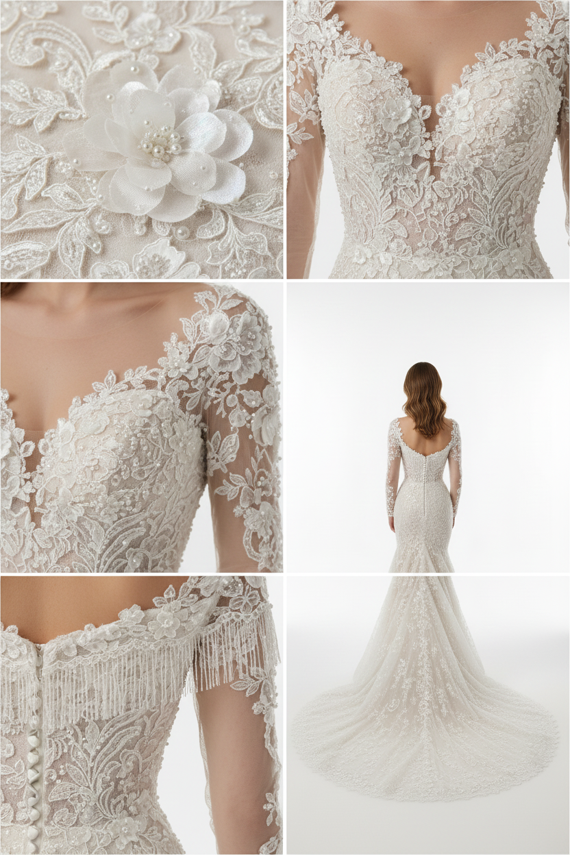 NIL-134-SOFT-IVORY-MERMAID-WEDDING-DRESS-FLORAL-LACE-SWEETHEART-NECKLINE-OFF-SHOULDER-3D-FLOWER-PEARL-BEADING-FITTED-WAIST-CHAPEL-TRAIN-ROMANTIC-COUTURE--GULF-SEMI-COVERED-FRONT-VIEW