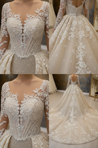 NIL-026 Champagne Ivory Royal Princess Ball Gown detail craftsmanship collage by NIL Wedding Dress