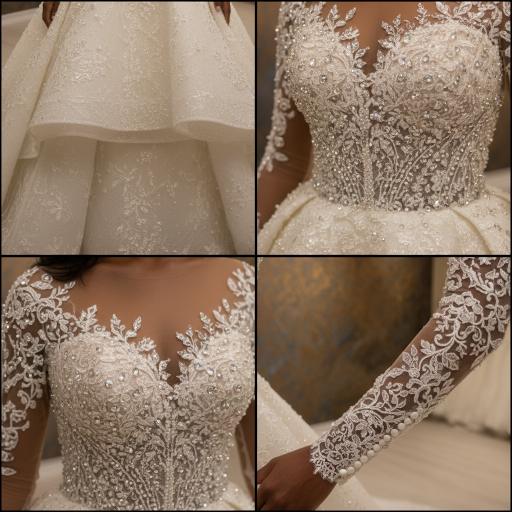 NIL-033 Hand Embroidery & Pearl Scatter Detail