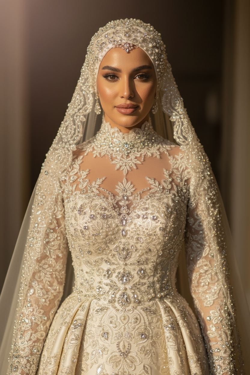 NIL Wedding Dress NNC011 - Upper Body Crystal Embellishment Detail