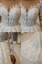 NIL-017 Champagne Ivory Royal Princess Ball Gown detail craftsmanship collage by NIL Wedding Dress