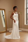 NIL-041 Very Simple Satin Fitted Gown – 3/4 Angle