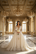 NIL-094 Ivory Trumpet Couture Gown – Front View