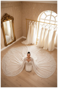 NIL-066 Detachable Cape Train Gown – From Above