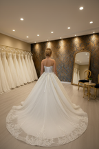 NIL-034 Ivory Royal Palace Princess Ball Gown – Back View