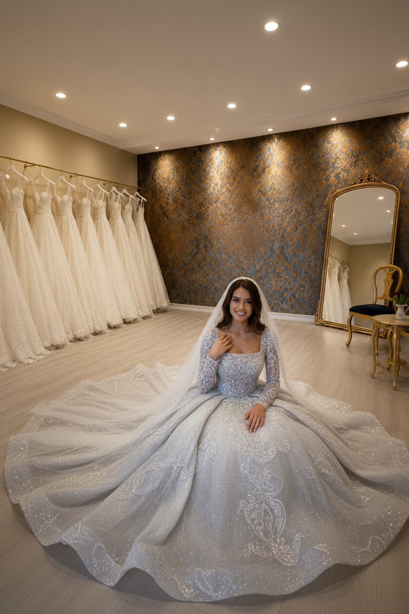 NIL-254 Silver Grey Baroque Crystal Ball Gown – Creative Floor Pose