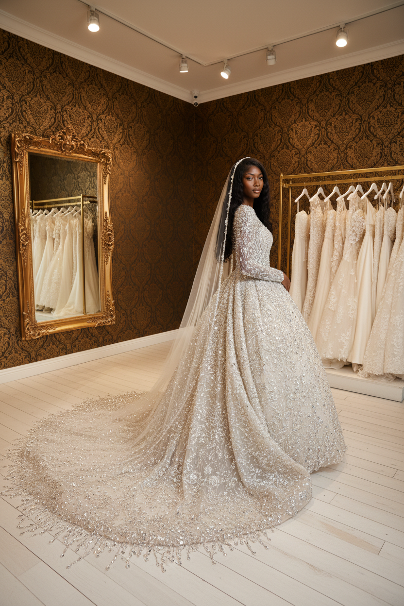 NIL-247 Ultra Crystal Gulf Couture Ball Gown – Back View