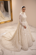 NIL-220 Hijab Wedding Dress - Corner Diagonal View