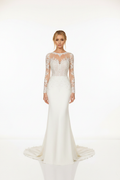 NIL-116 Ivory High Neck Wedding Dress – Front View