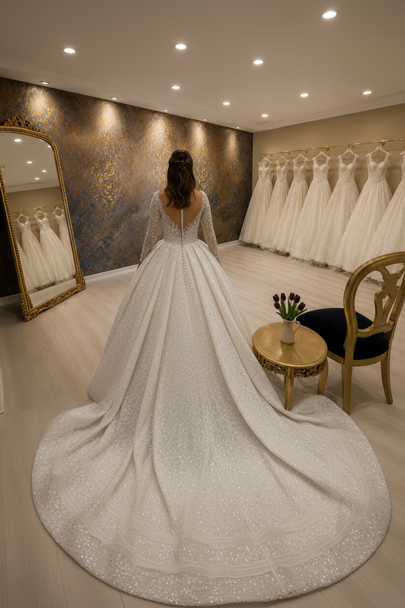 NIL-259 Sequin Princess Ballgown - Back View