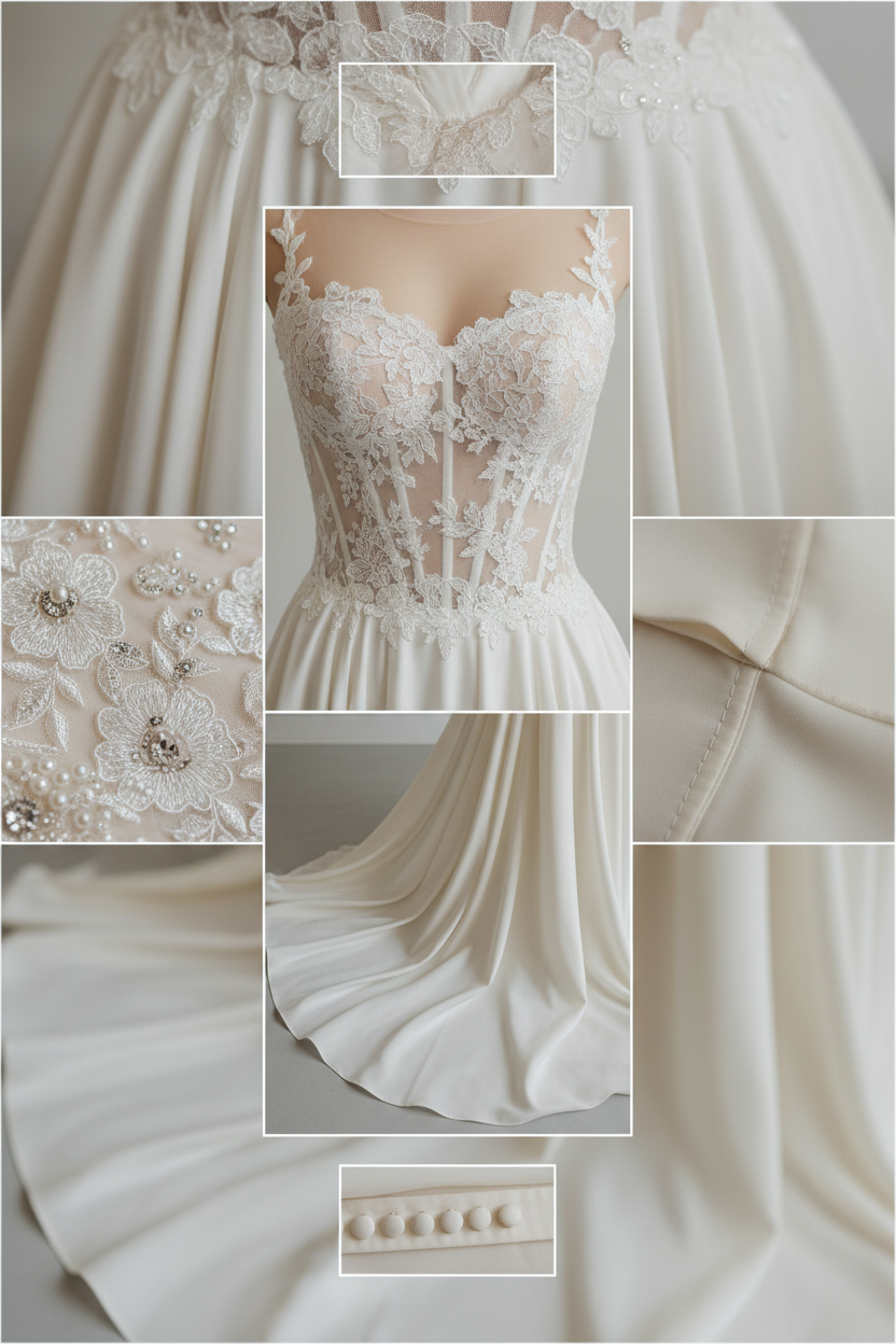 NIL-037 Soft Ivory 2-in-1 Couture Gown – Detail & Craftsmanship