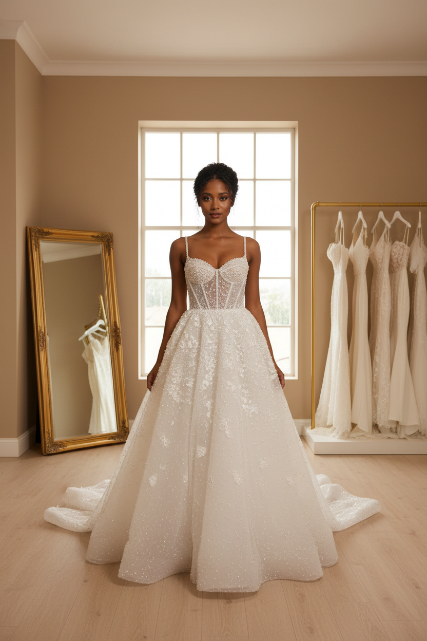 NIL-049 Pearl Corset Princess Gown – Wide Shot