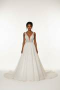 NIL-112 Pearl White A-Line Wedding Dress – Front View
