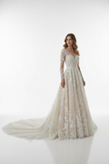 NIL-135 Champagne Ivory A-Line Wedding Dress