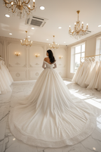 NIL-089 Off White Princess Ball Gown – Back View