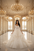 NIL-093 Off White Ball Gown Modest Bridal Dress – Front View