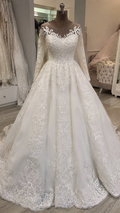 INS-004 Ivory Ball Gown Modest Wedding Dress