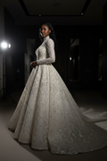 NIL-224 Hijab Wedding Dress - Dramatic Side View
