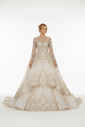 NNC-109 Ivory Princess Cape Bridal Gown - Front View