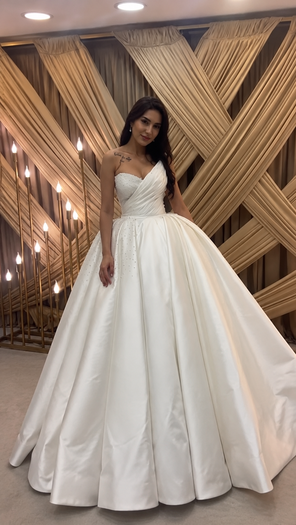 INS-003 Ivory Ball Gown Modest Wedding Dress