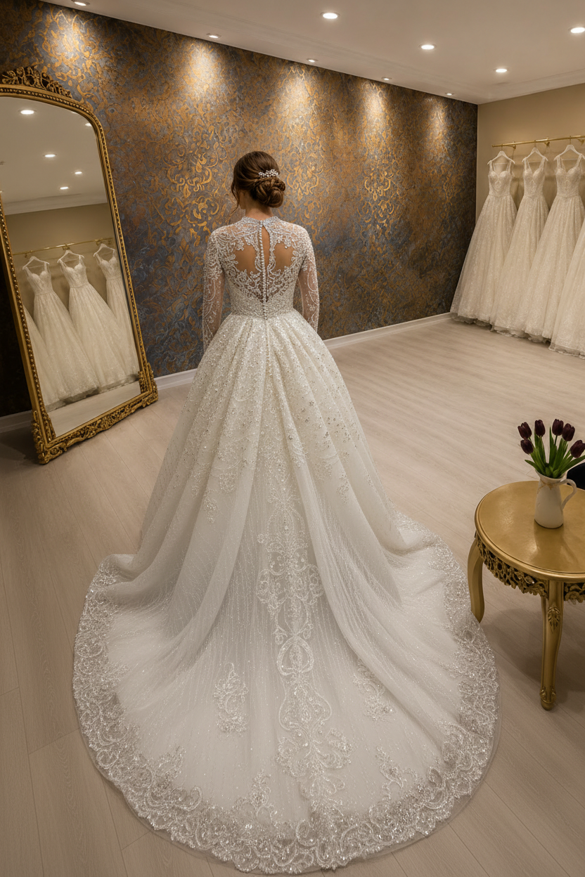 NIL-258 Crystal Couture Wedding Gown - Back View