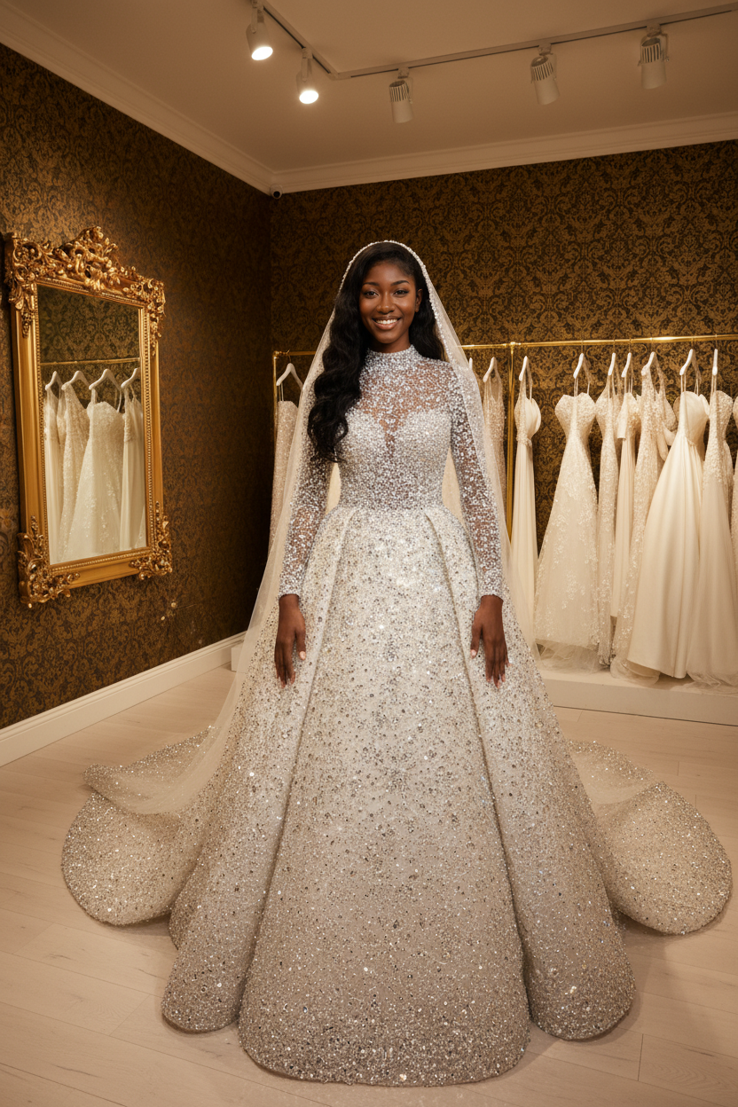 NIL-247 Ultra Crystal Gulf Couture Ball Gown – Full Front