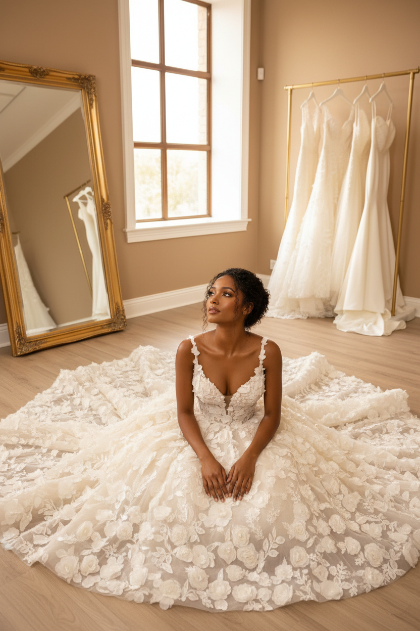 NIL-056 3D Floral Fairytale Gown – From Above