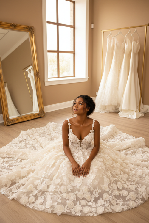 NIL-056 3D Floral Fairytale Gown – From Above