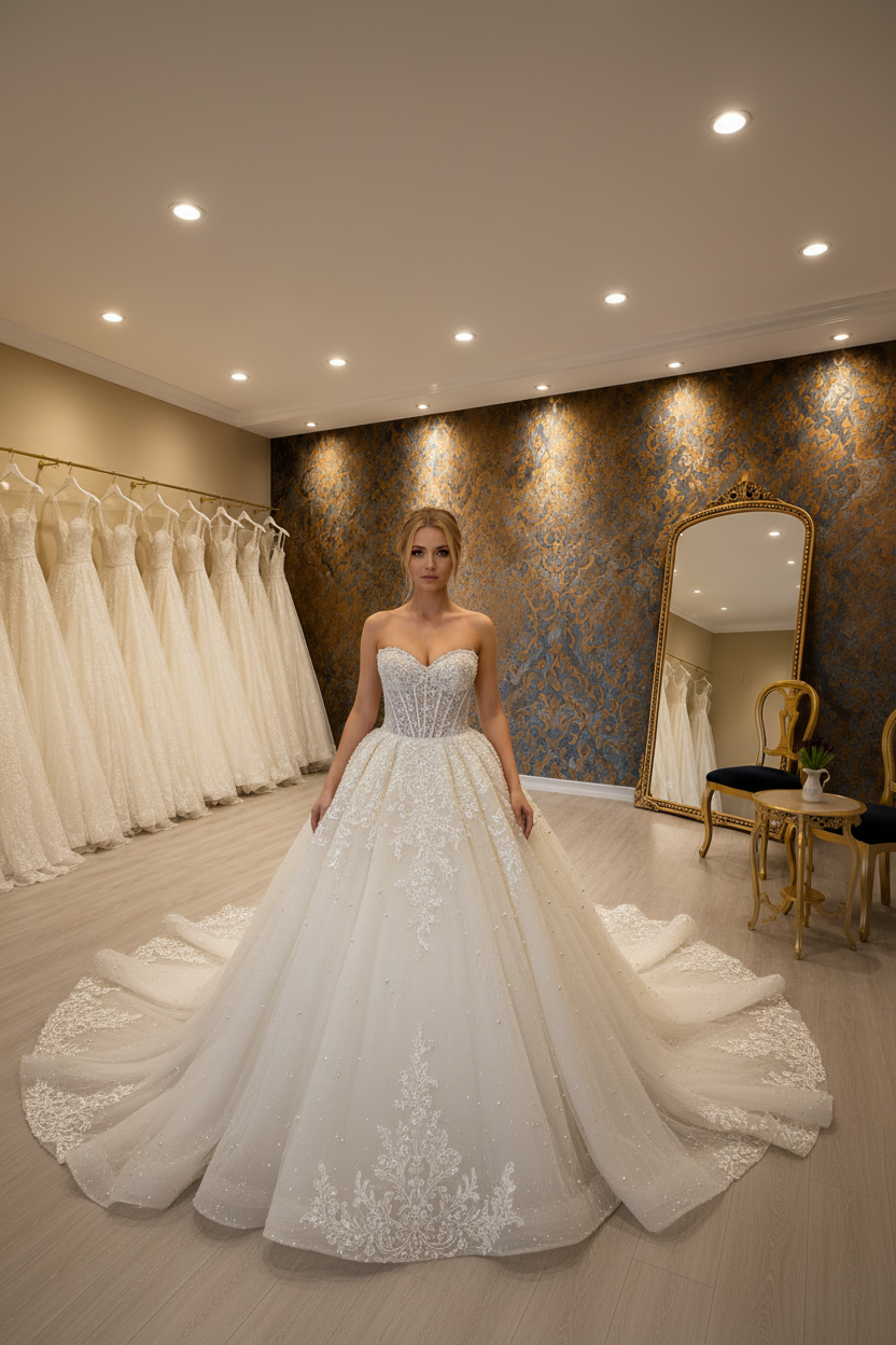NIL-034 Ivory Royal Palace Princess Ball Gown Front View