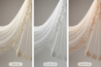 Chapel bridal veil in Ivory, Soft White and Champagne tones with pearl lace