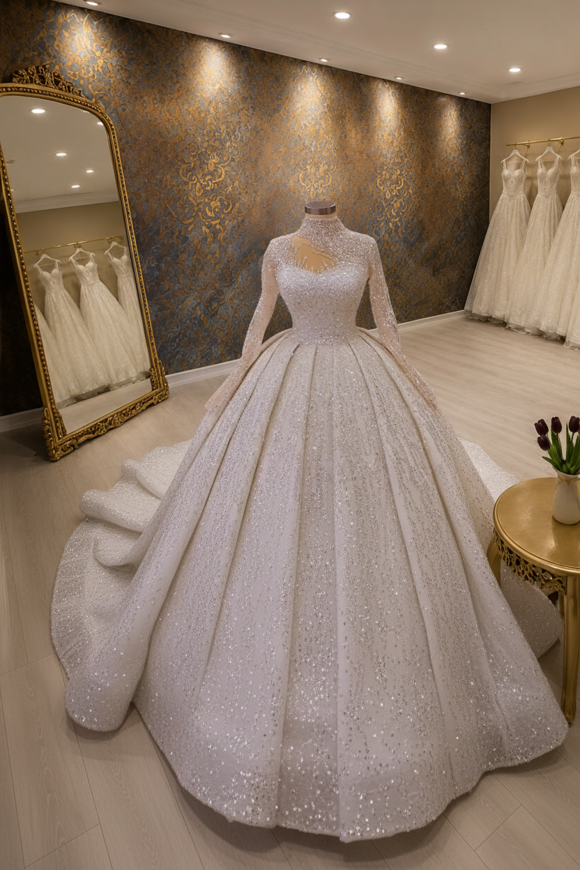 NIL-259 Sequin Princess Ballgown - Walking Pose