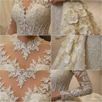 NIL-028 Gold Crystal Embroidery & 3D Floral Lace Detail