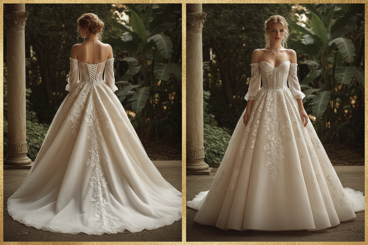 NIL Wedding Dress NNC015 - Front and Back View