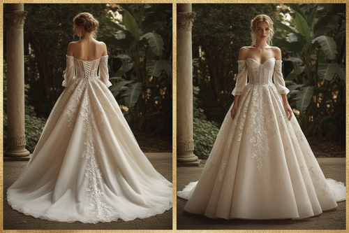 NIL Wedding Dress NNC015 - Front and Back View